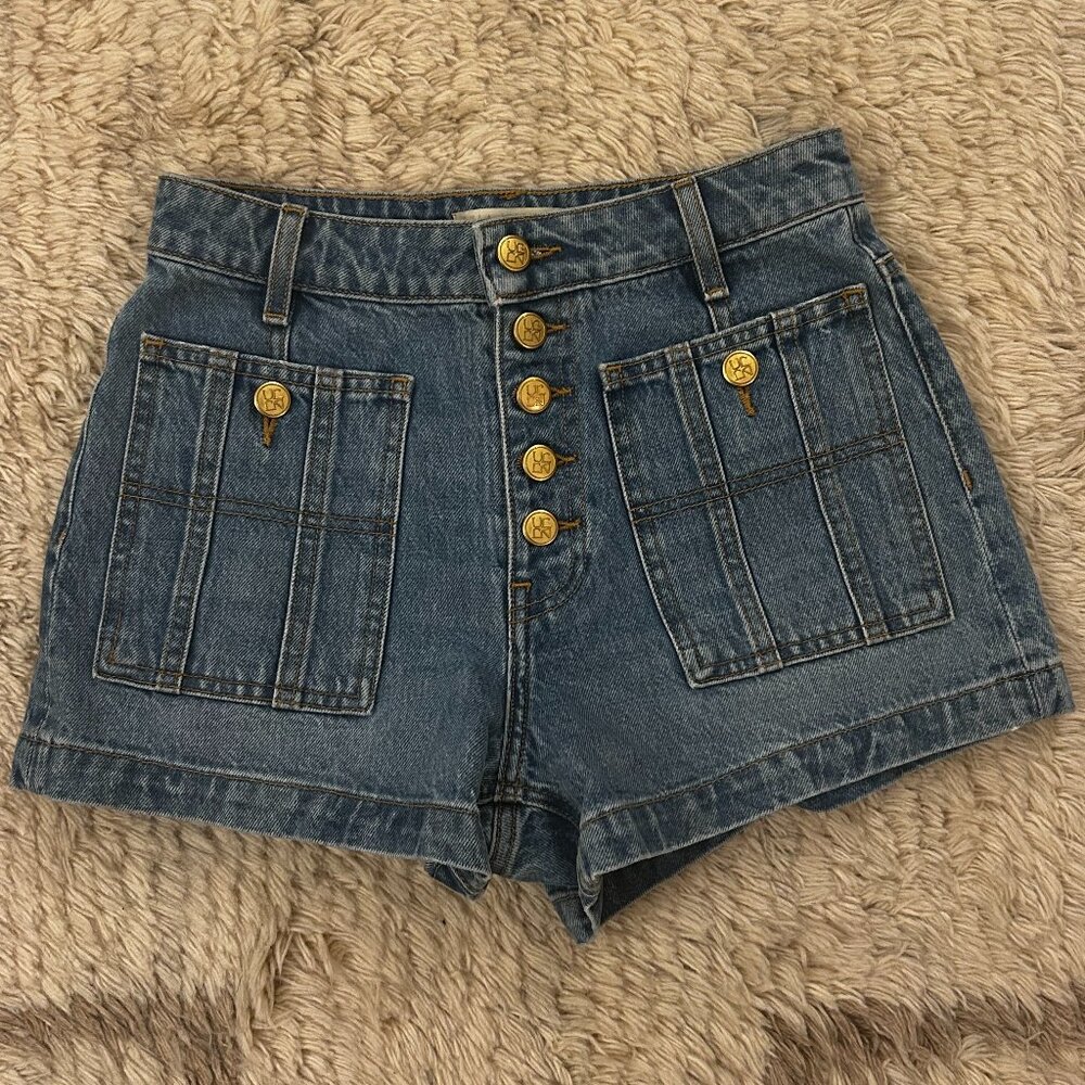 Never worn Ulla Johnson ines exposed fly jean shorts denim size 26